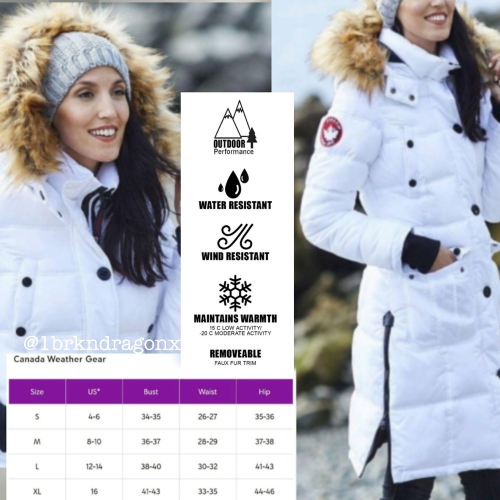 NWT Authentic Canada Goose White Parka Arctic Canada Weather Gear Long Coat - Picture 5 of 16